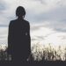 girl, silhouette, grass